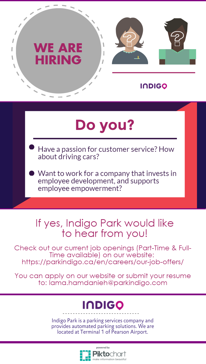 Hiring Event Indigo Park (Pearson Airport) Humber Communiqué